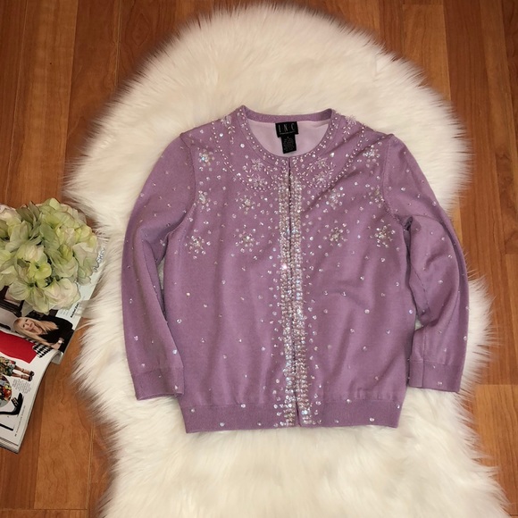INC International Concepts Sweaters - I.N.C International Concepts Lilac Sequin Cardigan